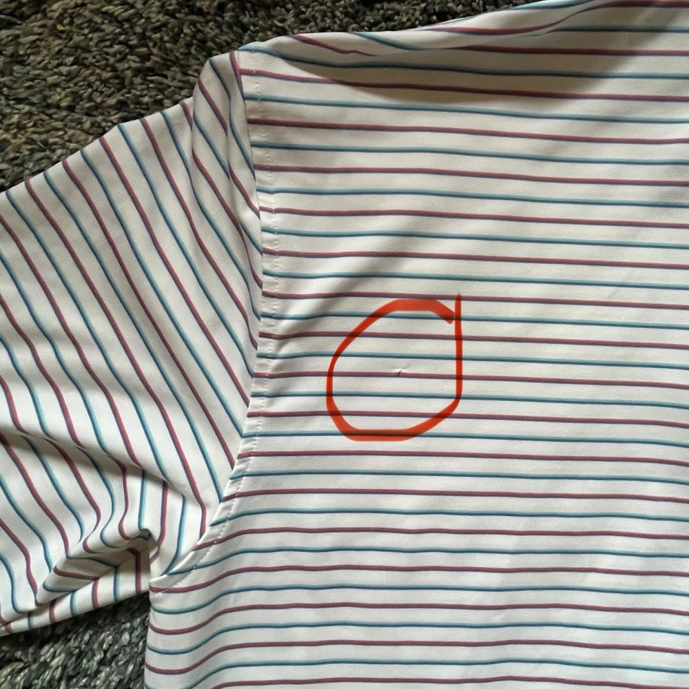 Mens‎ Peter Millar Summer Comfort Golf Polo Shirt Large Red White & Blue Striped - Picture 9 of 9